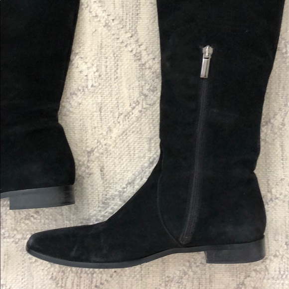 Black Over the Knee Boots with Leopard Print Fold - Picture 5 of 5